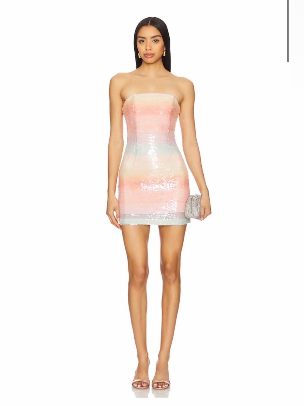 Lovers + Friends Strapless Sequin Mini Dress in Pastel Rainbow xs 0